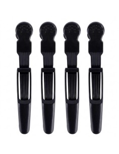 SET DE 4 PINZAS DE PELUQUERÍA PROFESIONALES TAMAÑO GRANDE NEGRAS WAD