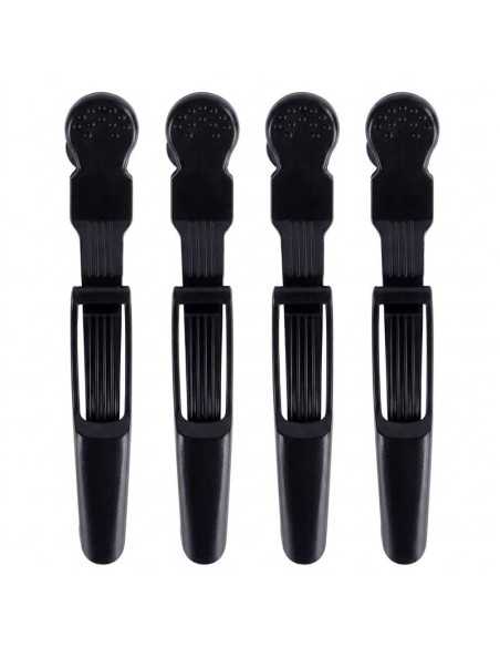 SET DE 4 PINZAS DE PELUQUERÍA PROFESIONALES TAMAÑO GRANDE NEGRAS WAD