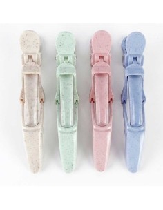 SET DE 4 PINZAS DE PELUQUERÍA ECOLÓGICAS COLORES WAD