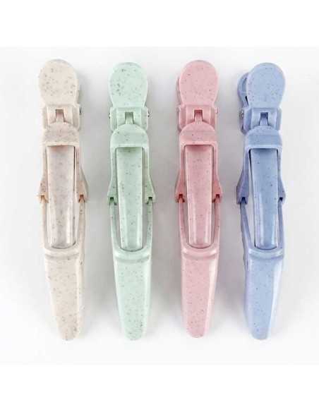 SET DE 4 PINZAS DE PELUQUERÍA ECOLÓGICAS COLORES WAD